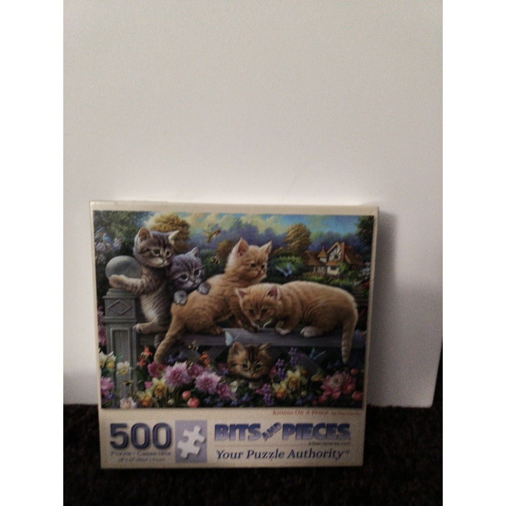Bits and Pieces Kittens On A Fence 500 Pc Jigsaw Puzzle Cats Playful Garden NEW
